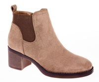 Botki zamszowe sztyblety na słupku 6 cm. beżowe Rozmiar obuwia - 40
