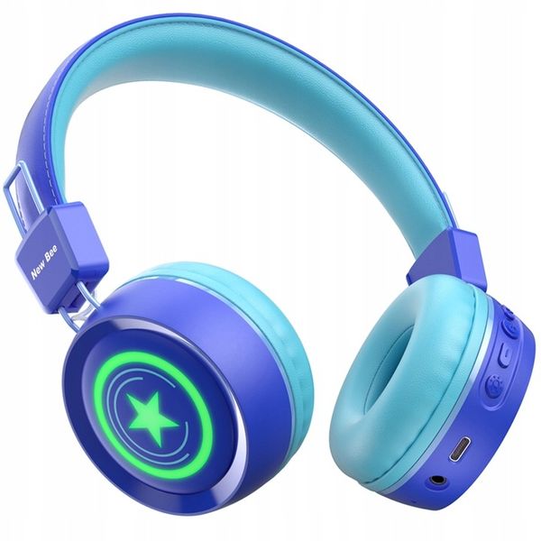 SŁUCHAWKI DLA DZIECI NEW BEE KH22B BEZPRZEWODOWE SKŁADANE LED BLUETOOTH 32h zdjęcie 3