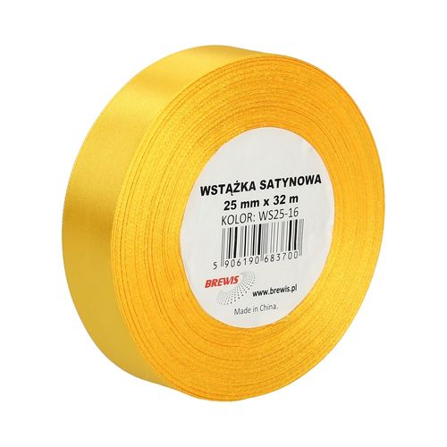 WSTĄŻKA SATYNOWA 25MM X 32M WS25-16 BREWIS JASNO POMARAŃCZOWA na Arena.pl