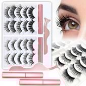 Rzęsy Magnetyczne 10 PAR Sztuczne DŁUGIE Zestaw XXXL + PĘSETA + 2X EYELINER