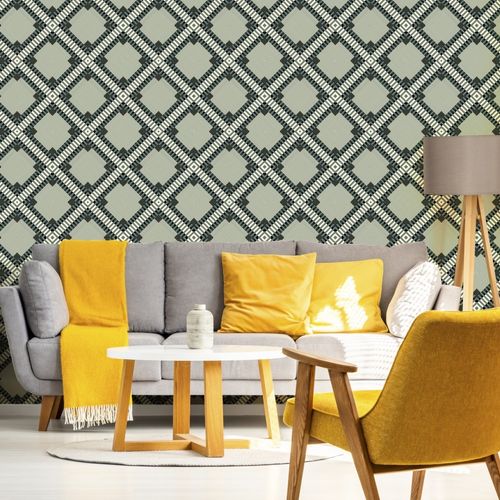 Tapeta Do Przedpokoju Wzór GEOMETRYCZNY Styl Retro na Arena.pl