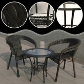 Zestaw Mebli Ogrodowych technorattan Classic Mini 3 Elementy Balkon SZARY