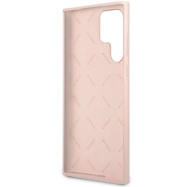 Guess GUHCS23LLSLMGPP S23 Ultra S918 różowy/pink hardcase Silicone Script zdjęcie 7