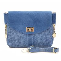 VERA PELLE torebka damska zamszowa listonoszka z paskiem V290 c.jeansowa