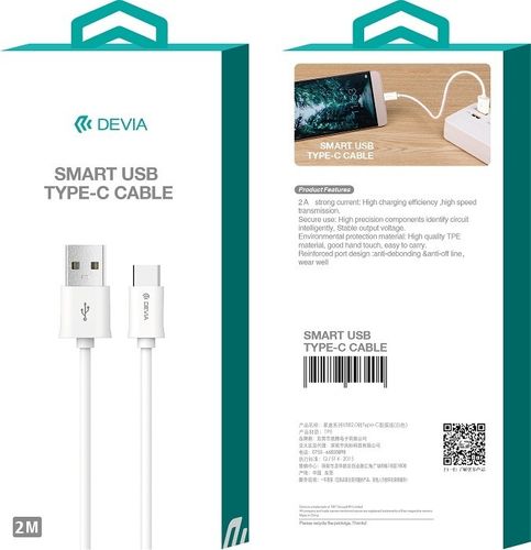 Kabel USB-C Devia biały 2 metry na Arena.pl