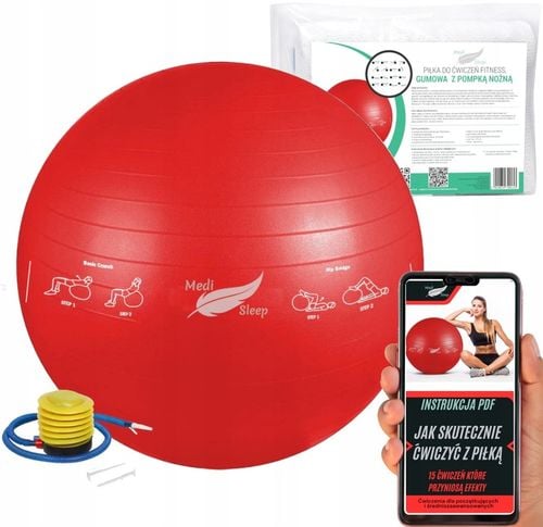 PIŁKA GIMNASTYCZNA REHABILITACYJNA DO ĆWICZEŃ FITNESS ZESTAW Z POMPKĄ 65cm na Arena.pl