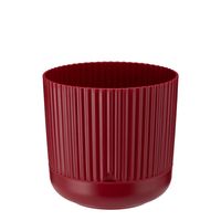 Doniczka plastikowa z podstawką osłonka 14 cm matowa bordowa prążkowana
