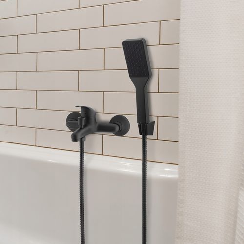Bateria wannowa ścienna z prysznicem czarna kran do wanny wąż słuchawka na Arena.pl