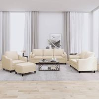 4-cz. komplet wypoczynkowy z poduszkami, kremowy, tkanina