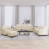 4-cz. komplet wypoczynkowy z poduszkami, kremowy, tkanina