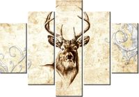 105CM 150CM OBRAZ 5 ELEM GŁOWA JELENIA DRUK