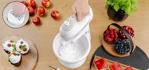 MIKSER RĘCZNY ZHM 2459S Z MISĄ 700W BIAŁY 4 KOŃCÓWKI ROBOT KUCHENNY na Arena.pl