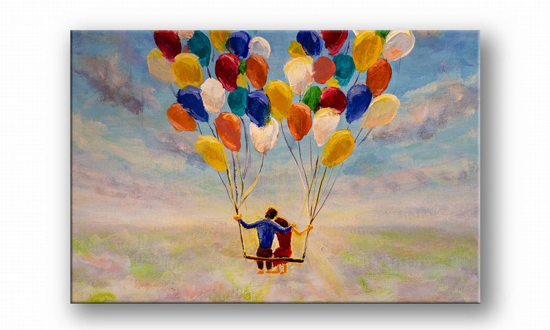 OBRAZ NA PŁÓTNIE 078 Para na balonach 40x30cm zdjęcie 2