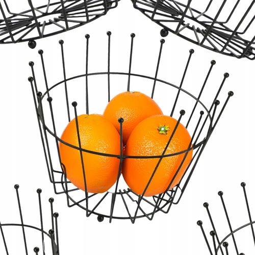 METALOWY KOSZYK NA OWOCE WARZYWA DRUCIANY OZDOBNY CZARNY KOSZ OKRĄGŁY 25 CM na Arena.pl