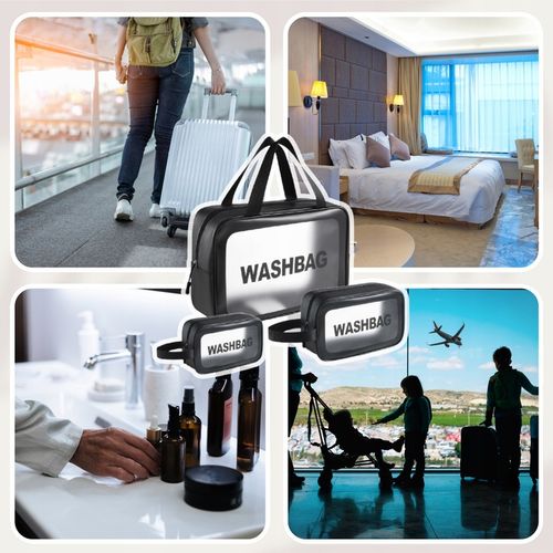 3w1 KOSMETYCZKA PRZEZROCZYSTA TRANSPARENTNA PODRÓŻNA ORGANIZER DO SAMOLOTU na Arena.pl