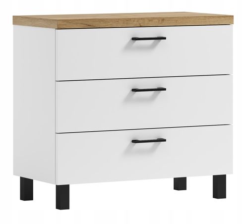 Szafka łazienkowa pod umywalkę ROMA 60 z szufladami biały/dąb  (W3) na Arena.pl