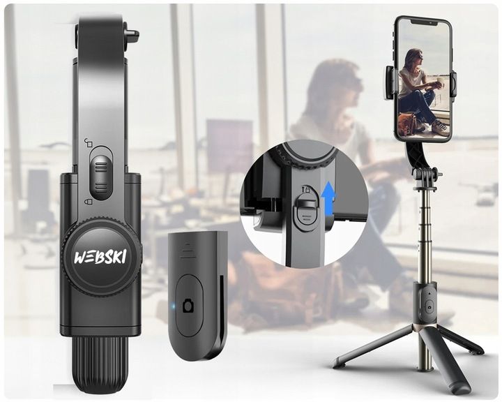 Gimbal Bezprzewodowy stabilizator obrazu do telefonu kamery z tripodem zdjęcie 10