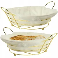 KOSZYK NA PIECZYWO CHLEB OWOCE WARZYWA ZŁOTY Z BIAŁYM BAWEŁNIANYM WKŁADEM