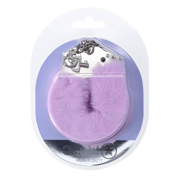 Heavy-Duty Fluffy Handcuffs - Lavender zdjęcie 2