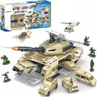 CZOŁG ROZKŁADANY ZESTAW TRANSPORTER SAMOLOT ŻOŁNIERZYKI FIGURKI AUTA MATADI