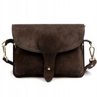 Czekoladowa torebka zamszowa DUŻA włoska listonoszka ciemny brąz Vera Pelle