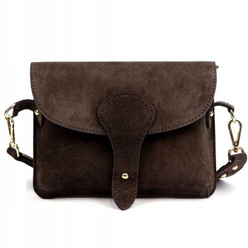 Czekoladowa torebka zamszowa DUŻA włoska listonoszka ciemny brąz Vera Pelle na Arena.pl