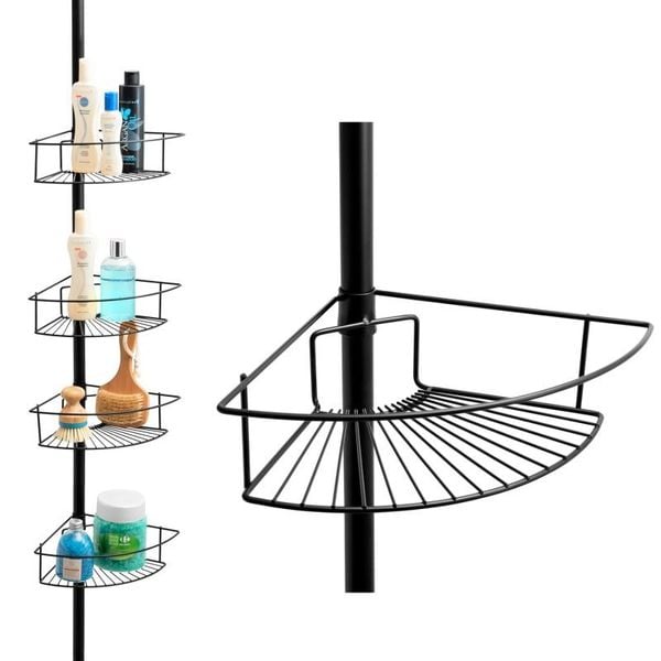 Regał teleskopowa półka łazienkowa XL czarna 4 poziomy - Yoka zdjęcie 1