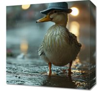 Obraz 40x40cm Kaczka w Kapeluszu