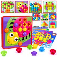 Układanka Edukacyjna Montessori Mozaika Gra Guzikowa Trening Małej Rączki