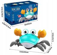 KRAB PEŁZAJĄCY INTERAKTYWNY Z DŹWIĘKIEM UCIEKAJĄCY ZABAWKA ZIELONY DZIECI