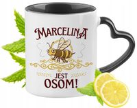 Dla Marceliny Kubek Czarny Z Uszkiem W Kształcie Serca Na Prezent