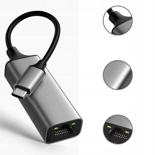 ADAPTER PRZEJŚCIÓWKA USB-C ETHERNET LAN RJ45 HUB KARTA SIECIOWA 1000MBPS na Arena.pl