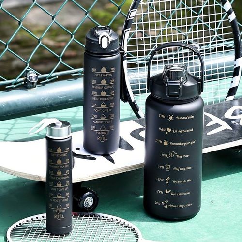 ZESTAW 3 BIDONÓW BUTELKA MOTYWACYJNA Z MIARKĄ DO WODY 2000ML 900ML 300ML na Arena.pl