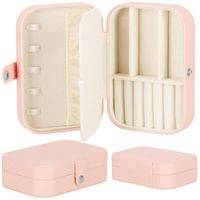 Szkatułka na biżuterię ekoskóra 16x11x5 cm różowy organizer z przegródkami