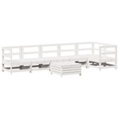 7-cz. zestaw wypoczynkowy do ogrodu, biały, lite drewno sosnowe