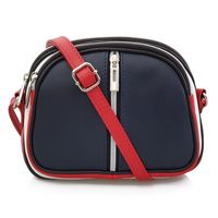 VERA PELLE torebka skórzana listonoszka 3 komorowa V463 tommy granatowa