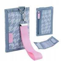 Portfel dziecięcy na rzep dla dziewczynki szary zawieszka Kite