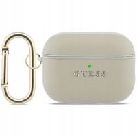 Etui Guess Grained Classic Logo Hook do AirPods Pro 3 złoty