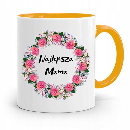 Kubek Żółty Prezent Dla Najlepszej Mamy Mamusi Z Nadrukiem Ze Zdjęciem na Arena.pl