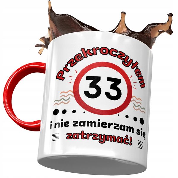 Kubek Czerwony Na Urodziny 33 33Cie 33-Cie Prezent Z Nadrukiem Ze Zdjęciem zdjęcie 1