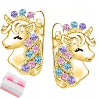 Srebrne kolczyki jednorożce dla dziewczynki angielskie srebro 925 pozłacane