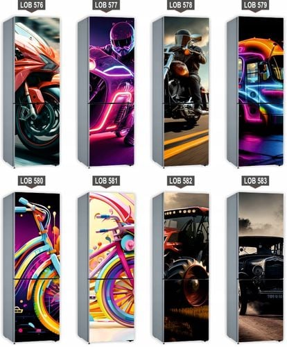 Naklejka samoprzylepna okleina na lodówkę 210x70 cm wyścigi samochodowe na Arena.pl