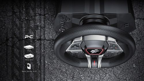 F107 FLASHFIRE - Kierownica 900° PC/PS4/PS5/XBOX z LED + 3 pedały, 6 biegów na Arena.pl