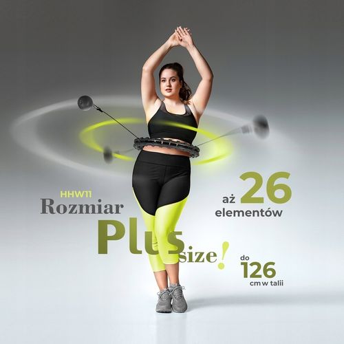 HULA HOP PLUS SIZE BLACK Z WYPUSTKAMI I OBCIĄŻNIKIEM HMS HHW11 DUŻE KOŁO na Arena.pl