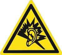 Znak Ostrzeżenie przed silnym hałasem grawerowana 10x10 cm duży wybór