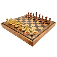 ITALIAN SET CHESS PIECES ACACIA WOOD CLASSIC7,6+BOARD LEATHERETTE GLOBE MAP