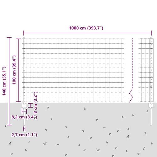 Ogrodzenie z słupkami Srebrny 1 x 10 m Stal na Arena.pl