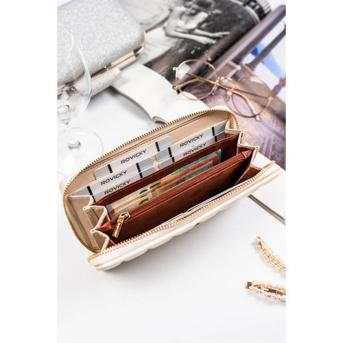 biały portfel-piórnik damski ze skóry ekologicznej o marszczonej fakturze na Arena.pl