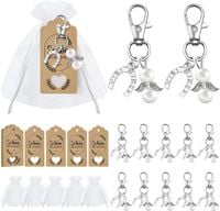 Zestaw 30 Breloków Aniołki Perłowe z Organzą na Chrzest Ślub Komunię