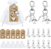 Zestaw 30 Breloków Aniołki Perłowe z Organzą na Chrzest Ślub Komunię